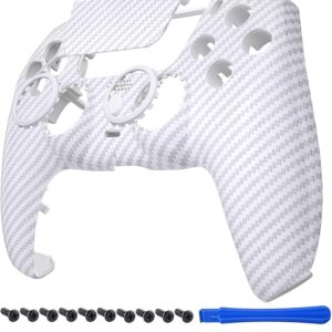 eXtremeRate Luna PS5 Controller Front Shell & Touchpad (White Silver Carbon Fiber)