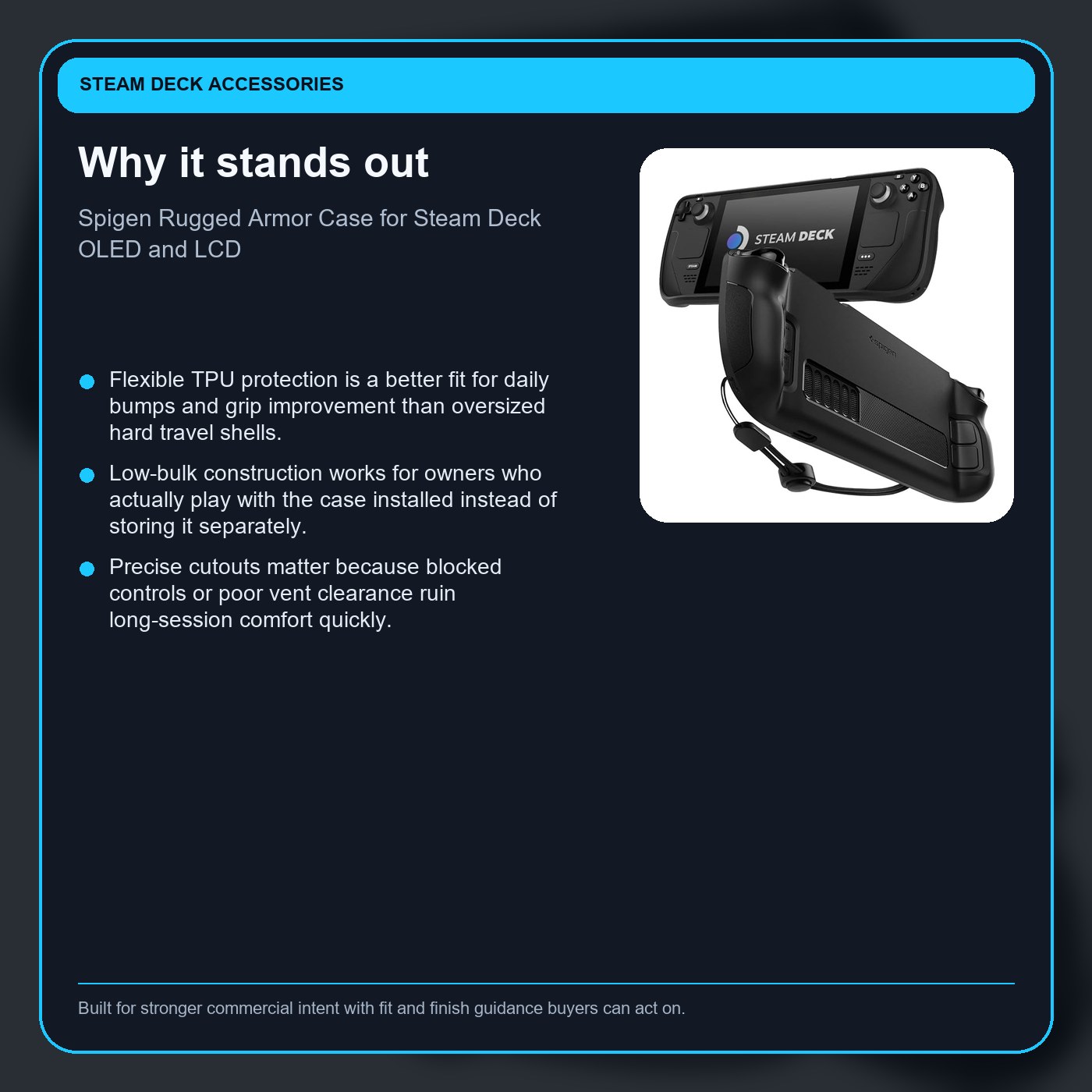 Spigen Rugged Armor Case for Steam Deck OLED and LCD why it stands out card