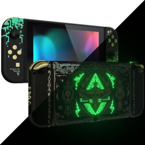 eXtremeRate Full Switch Shell Set with Joy-Con Housing for Nintendo Switch - Glow in Dark - Totem of Kingdom Black