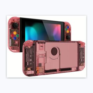 eXtremeRate Crystal Cherry Pink Full Shell Set for Nintendo Switch