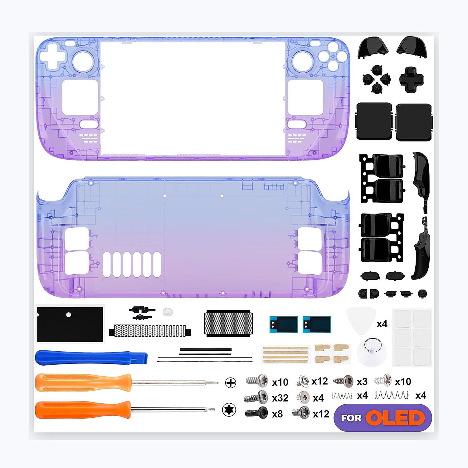 eXtremeRate Bluebell Full Shell Kit for Steam Deck OLED view 1
