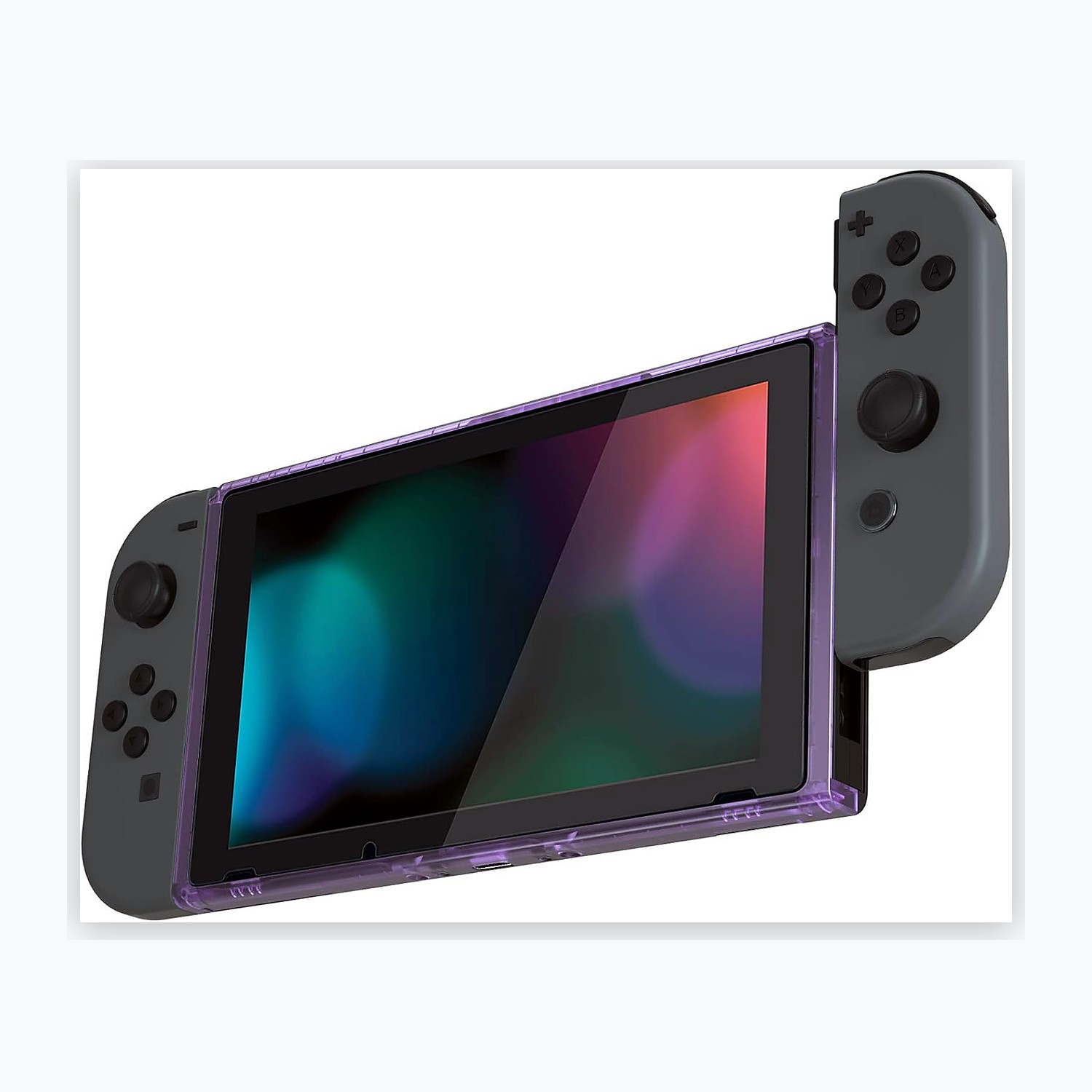 eXtremeRate Clear Atomic Purple Front Frame for Nintendo Switch view 2