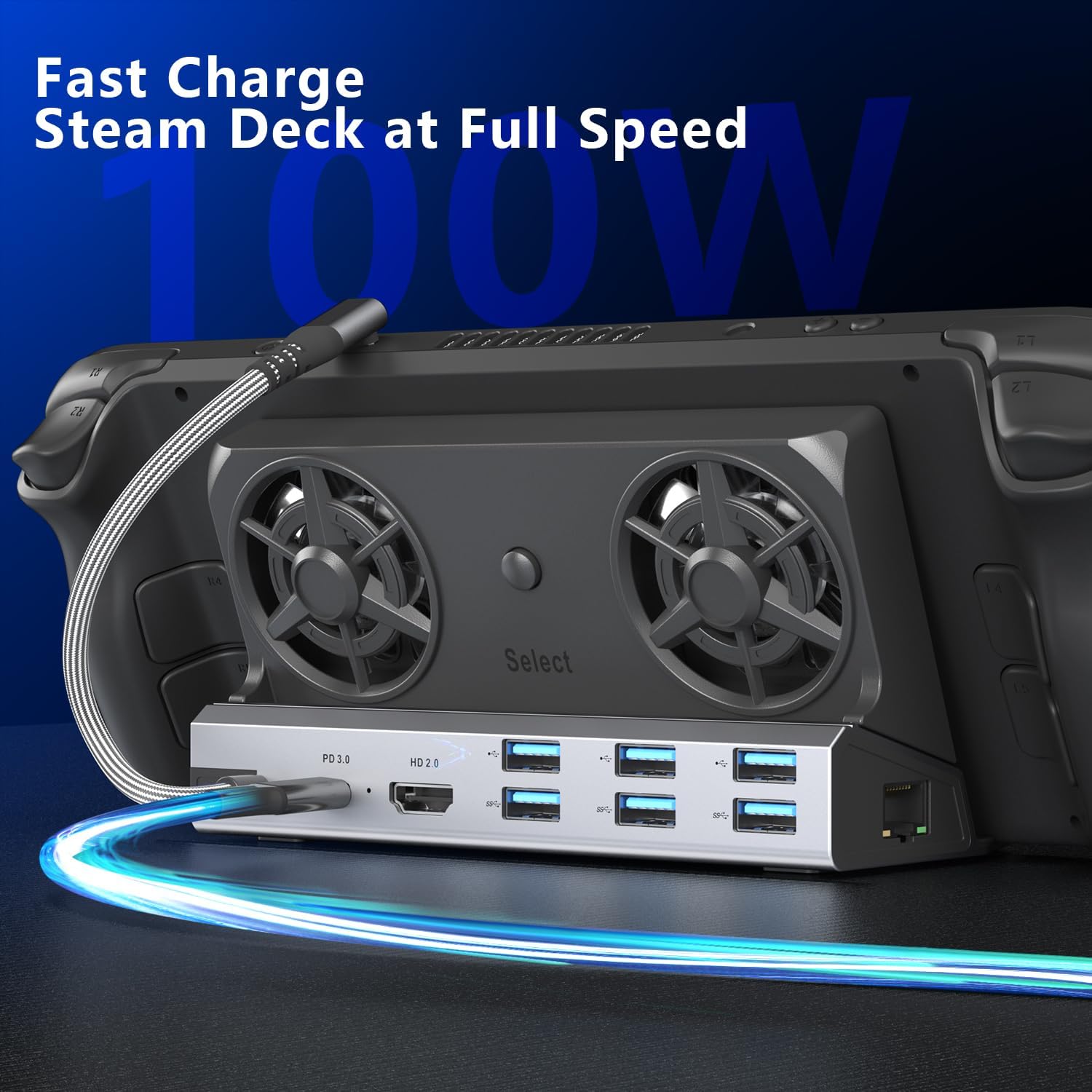 6-in-1 Steam Deck Cooling Dock | 4K 60Hz HDMI & Gigabit - Image 4