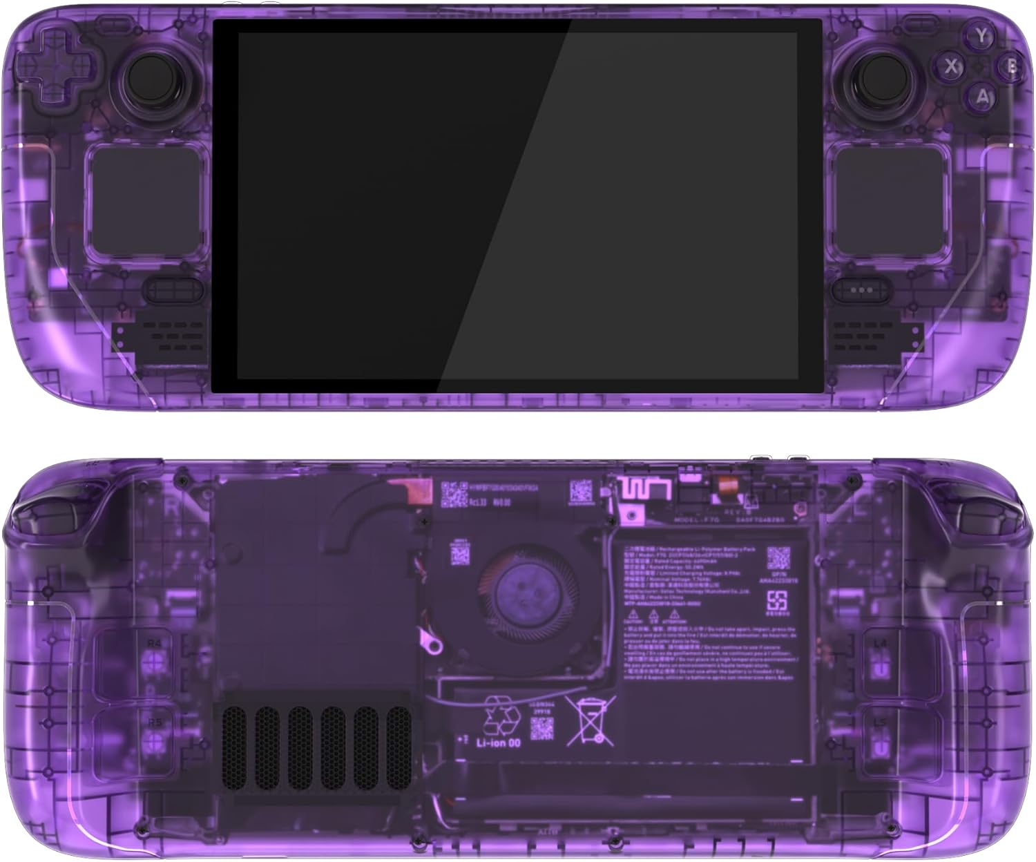 eXtremeRate Clear Atomic Purple Full Shell with Buttons for Steam Deck OLED