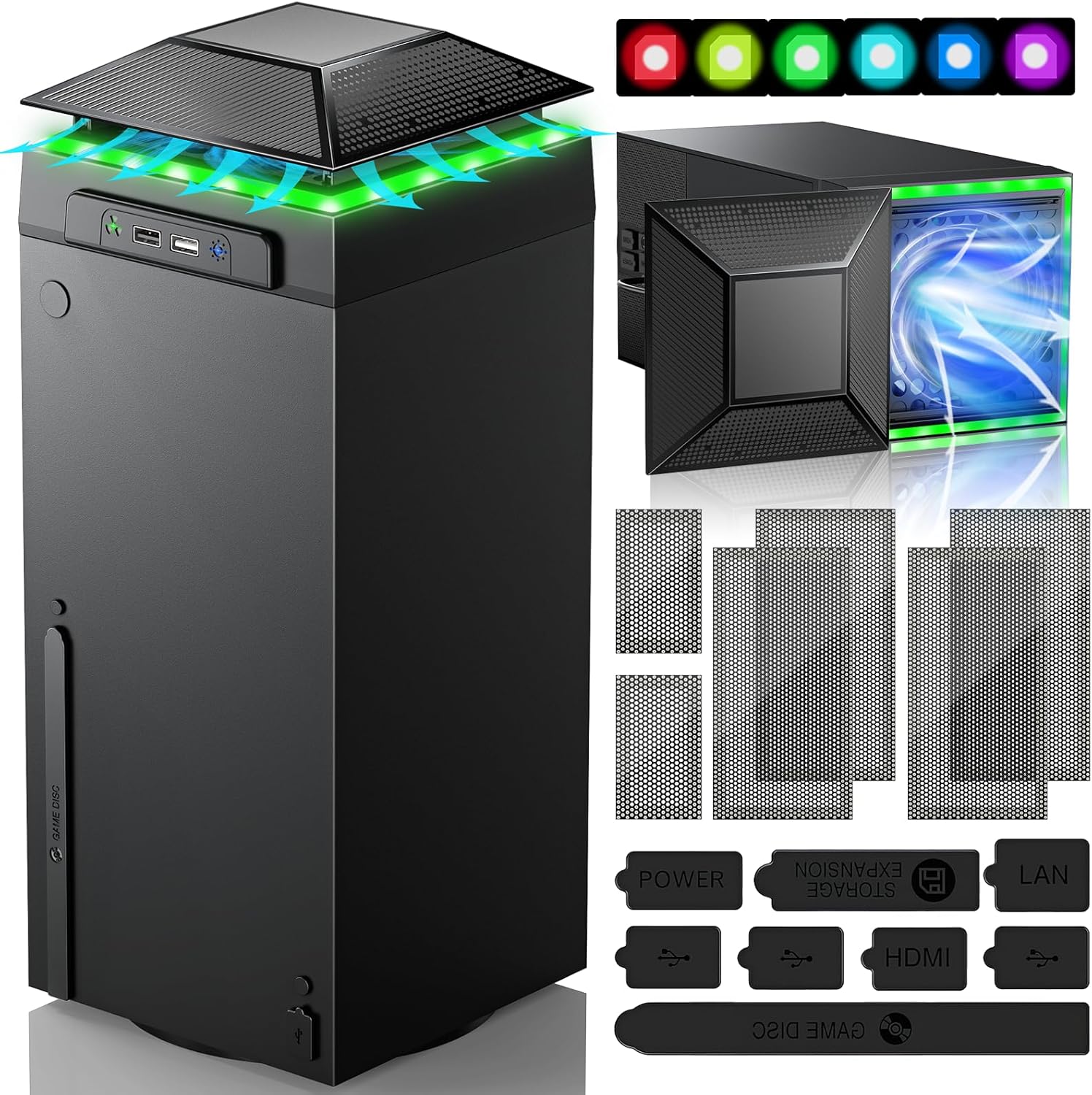 eXtremeRate PlayVital RGB LED Kit for Xbox Series X Fan Vent - 39 Effects