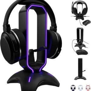 Gaming Headset Stand with RGB LED Base and USB Hub - 4 Modes